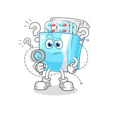 medicine package searching illustration. character vector