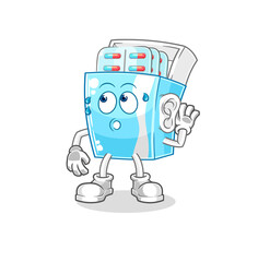 medicine package eavesdropping vector. cartoon character