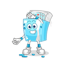 medicine package stretching character. cartoon mascot vector