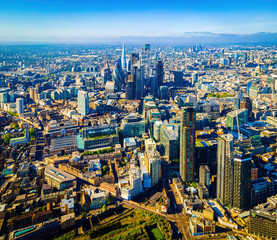 The aerial view of Shoreditch,  an arty area adjacent to the equally hip neighborhood of Hoxton in London