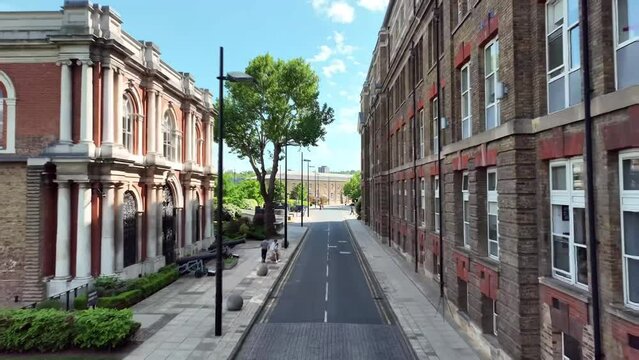 street in London right next to museum and old building