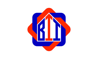 BII three letter real estate logo with home icon logo design vector template | construction logo | housing logo | engineering logo | initial letter logo | minimalist logo | property logo |	