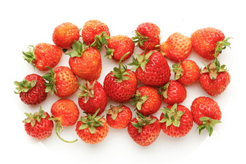 Juicy summer berries - strawberries, top view.