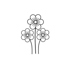 black and white flower illustration design isolated on white background