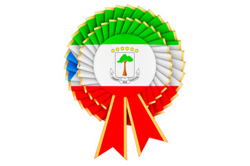 Equatoguinean Guinea flag painted on the award ribbon rosette. 3D rendering