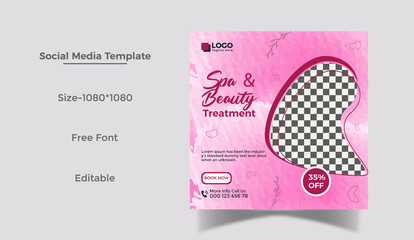 Spa and Beauty Facebook Social Media and Instagram Post Design Template