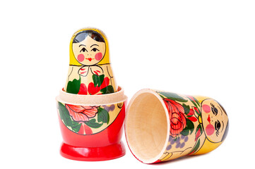 Open Russian doll Matryoshka on a white background