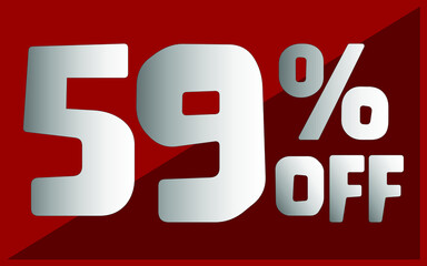 59 percent off. Red banner with white and gray typography for promotions and offers.
