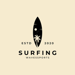 Surf logo vintage vector illustration design