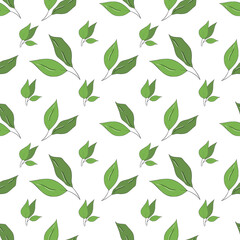 Vector seamless pattern with lemon leaves 