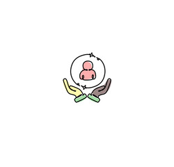 Inclusive workplace. Employee protection icon illustration. Icon of a worker and hands