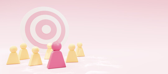 Customer targeting or attraction concept. Focus group or target market. Market segmentation or advertising business. 3D rendering.