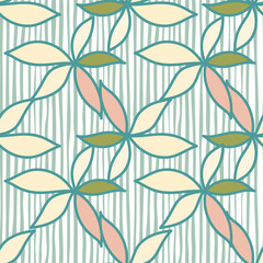 Simple foliage seamless pattern. Doodle leaves wallpaper. Botanical elements background.