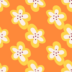 Creative decorative flowers seamless pattern. Simple stylized flower buds wallpaper.