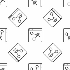 Grey line Browser window icon isolated seamless pattern on white background. Vector