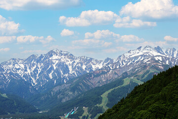 Fototapeta na wymiar 長野県白馬村から見るアルプス山脈 