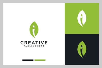 leaf candle logo design