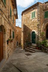 A stone alley in the town of Campiglia Marittima in Tuscany