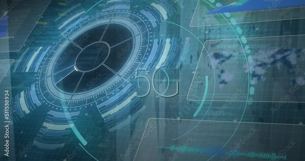 Poster animation of data processing and 5g over computer wires