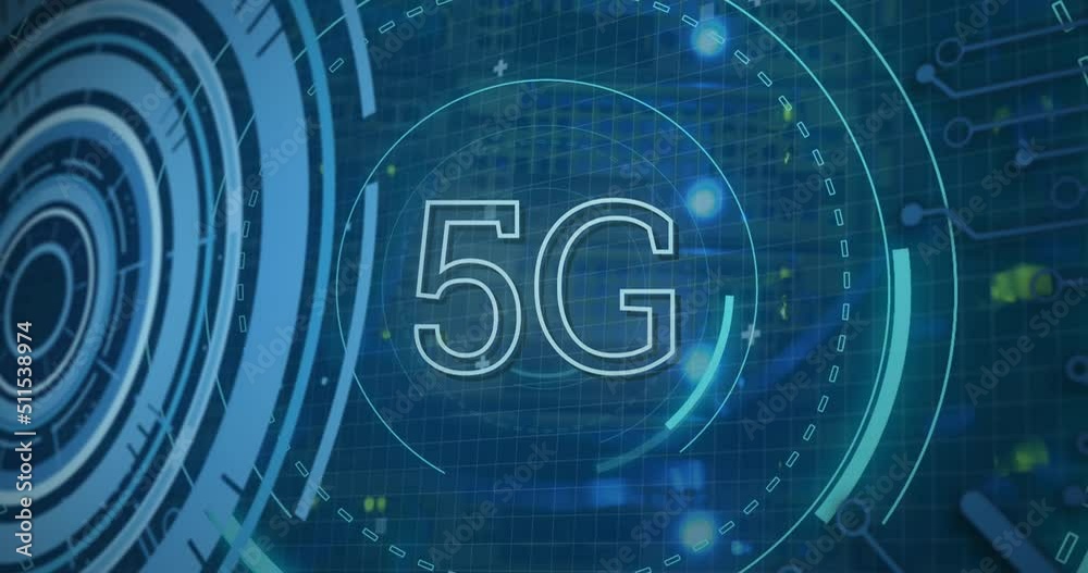 Poster animation of data processing and 5g over computer wires