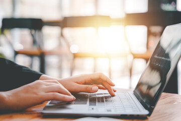 office girl's hands typing input data