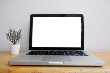 Cropped shot view of office desk table office equipment, labtop, tablet and other office supplies on the modern space, flat lay.