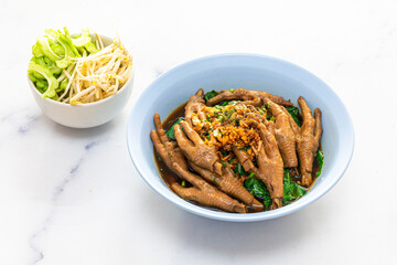 chicken feet soup . Chinese chicken feet soup on background.