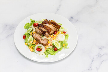 Fresh Corn Salad Bowl and meat