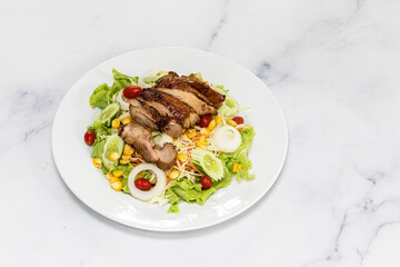 Fresh Corn Salad Bowl and meat