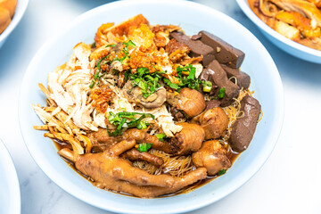 chicken feet soup . Chinese chicken feet soup on background.