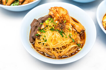 chicken feet soup . Chinese chicken feet soup on background.