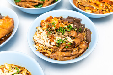 chicken feet soup . Chinese chicken feet soup on background.