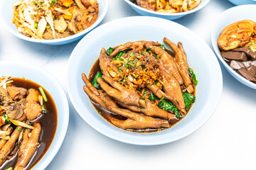 chicken feet soup . Chinese chicken feet soup on background.
