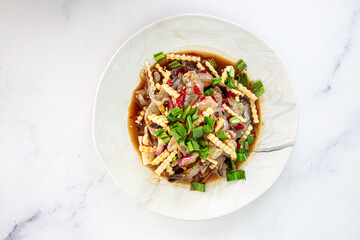 Spicy Shrimp Salad with Konjac Noodles young coconut shoots