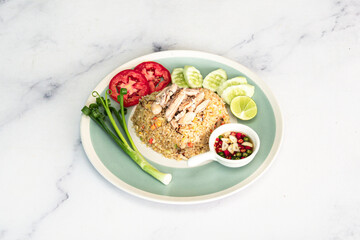 Crab meat fried rice on White Plate , thai food