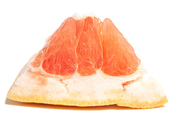 slice of fresh grapefruit isolated on white background