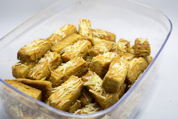 Kastengel are a Dutch cheese snack in the shape of sticks.