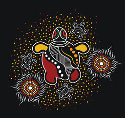 Aboriginal style of turtle art - Illustration