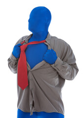 Blue: Man Opens Shirt to Reveal ...