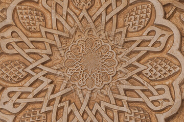 Arab background remanding to Islam culture. Design created using droste effect on a 13th century architectural detail in a mosque.