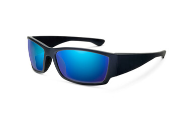 Sunglass | Blue color stylish sunglasses isolated on white background - obrazy, fototapety, plakaty