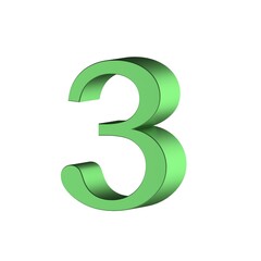 Green 3D render font number 3