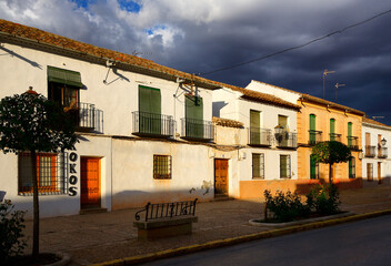 traditional architecture, Plaza de San Juan, San Juan square , Villanueva de los Infantes, Don...