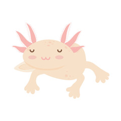 Obraz na płótnie Canvas cartoon axolotl swimming