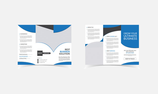 Awesome Blue Business and Corporate Print Tri-Fold Brochure Template