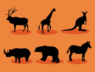 animals silhouettes icon set