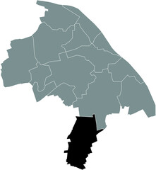 Fototapeta premium Black flat blank highlighted location map of the EBERSHEIM DISTRICT inside gray administrative map of Mainz, Germany