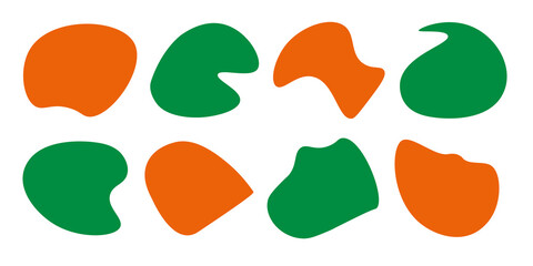 Blots orange and green abstract elements shape set vector