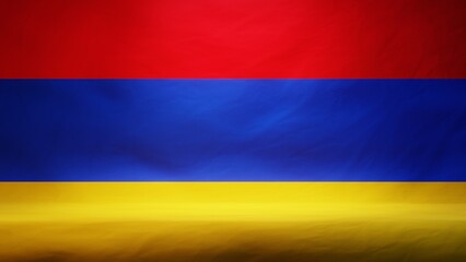 Fototapeta premium Studio backdrop with draped flag of Armenia for presentation or product display. 3D rendering