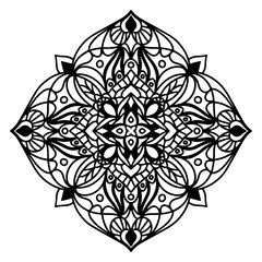 Vector illustration of an isolated Mandala on a white background. Henna, tattoo, floral pattern.